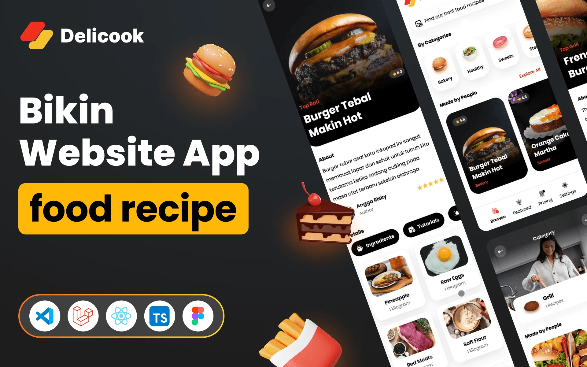 Foto kelas Laravel 11, Filament, React, TypeScript: Web Food Recipes
